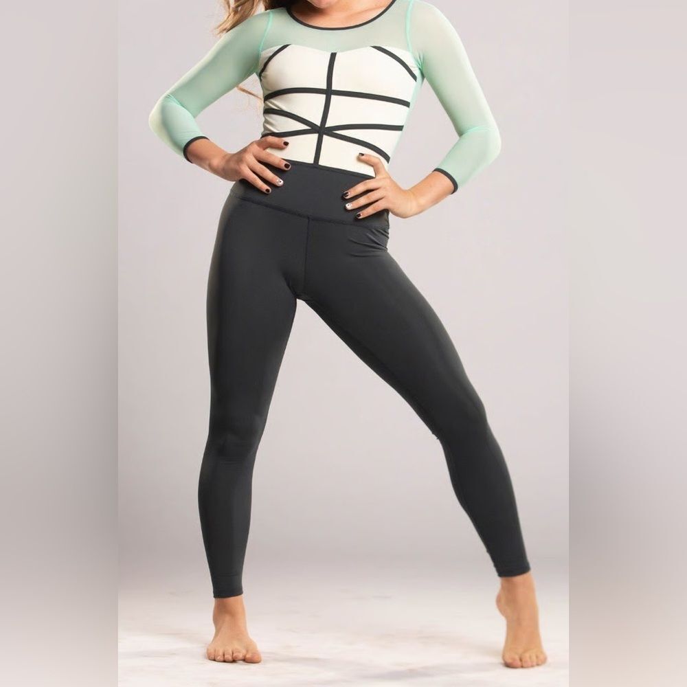 Tiger Friday dance Costume jumpsuit mint Seafoam green Cathedral Unitard XLC